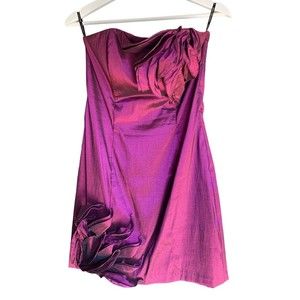 Jessica McClintock Women’s Purple Pink Iridescent Dress Flower Detail Dress 8